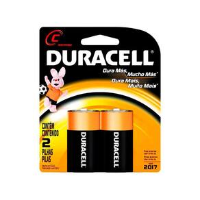 Pilha Alcalina Media Duracell C Cartela com  2 Unidades