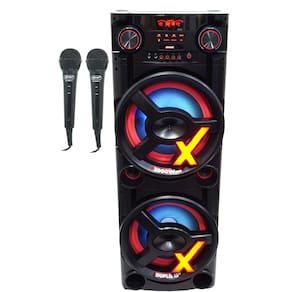 Caixa Som Amplificada Bluetooth 2900W Rms Woofer 15´´ Usb Led Bivolt + 2 Microfones Amvox Aca 2900