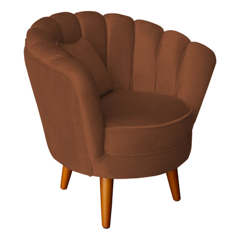 Poltrona Decorativa Petala Com Almofada Terra Cota