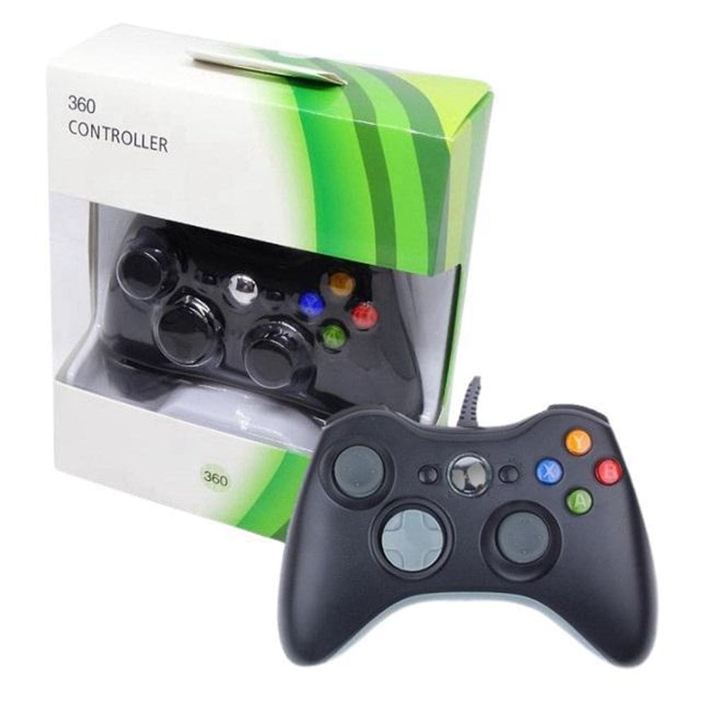 Kit 2 Controle Com Fio Xbox 360 E Pc Slim Joystick