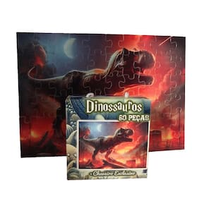 Quebra-Cabeça Dinossauro T-Rex 60 Peças + Chaveiro Especial