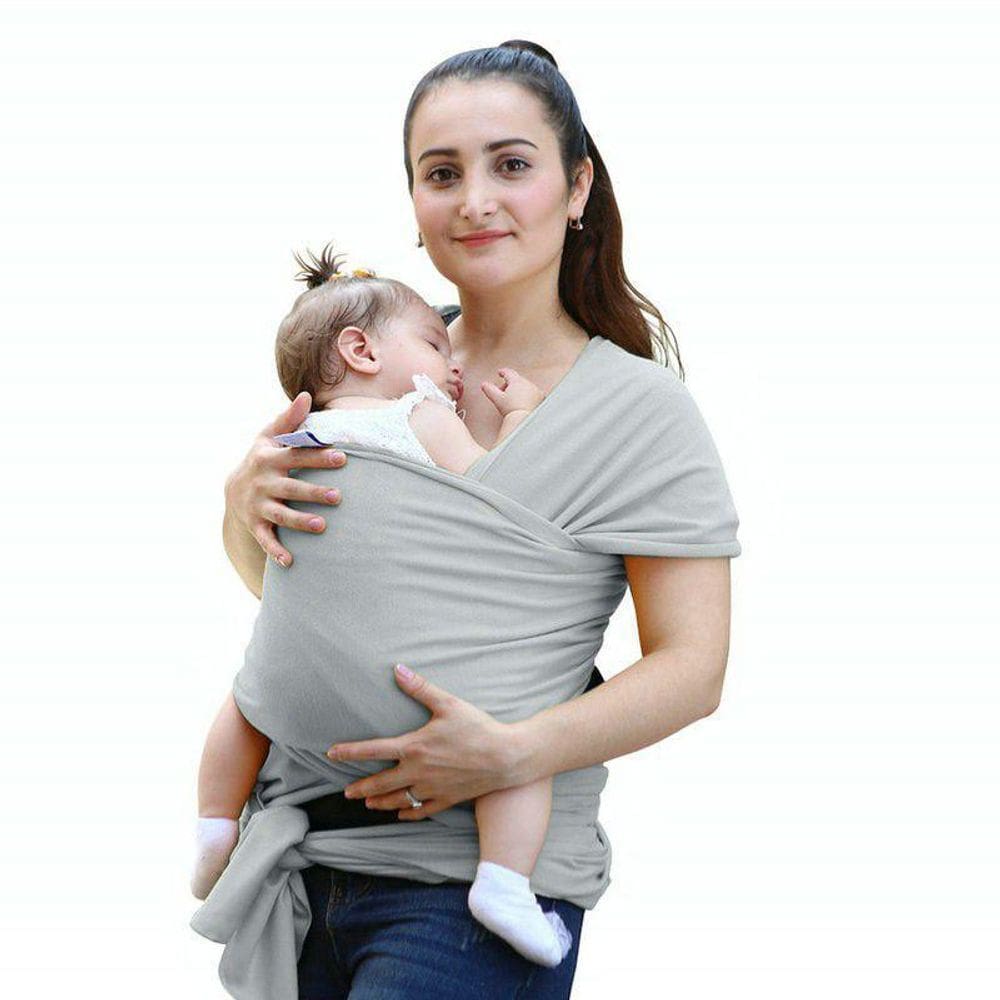 Wrap Sling Carregador De Bebê 100% Algodão Cinza Claro