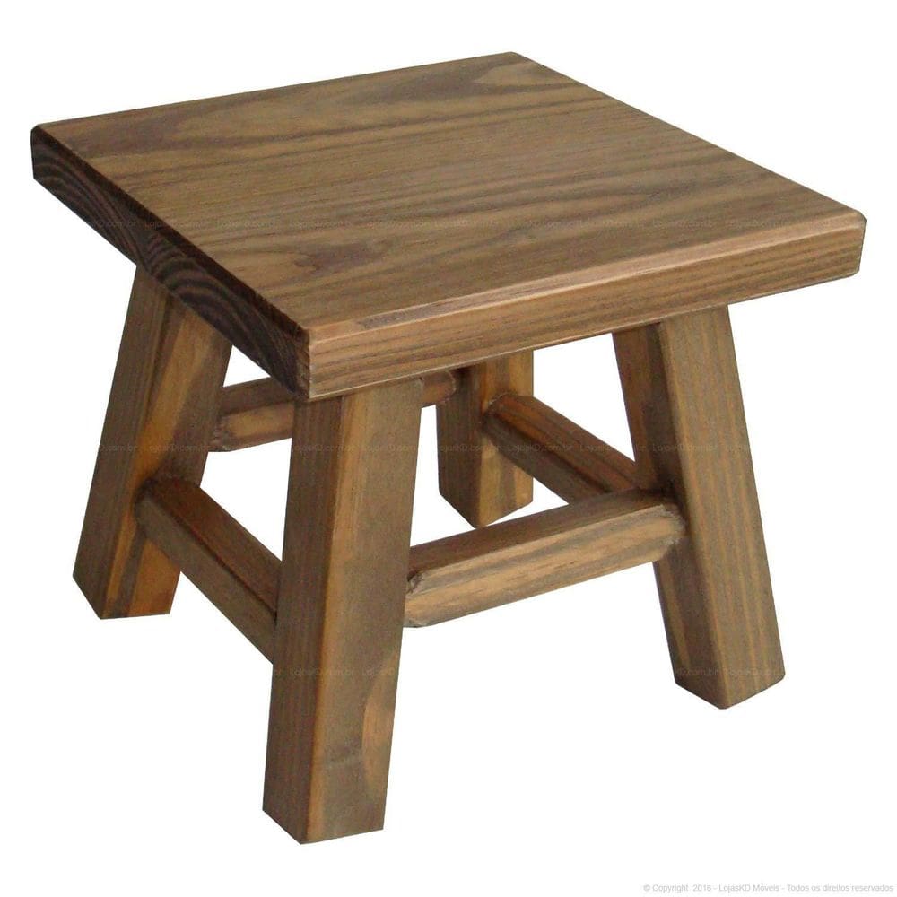 Banqueta Mini Hardman Madeira Padrão Nogueira 25x25x22cm