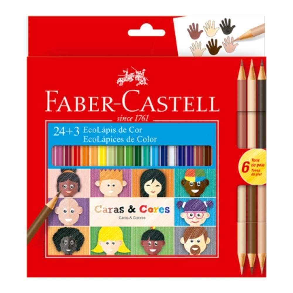 Lápis de Cor 24C+3 Caras&Cores Faber Castell ES PM