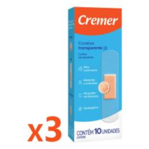 Kit 3 Caixas C/10 Undades Curativo Cremercare Transparente Cremer