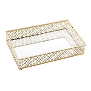 Bandeja Barcelona Dourado Com Espelho 21X13,5Cm Lyor