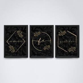 Quadro Decorativo Amor Fé e Gratidão 20x30cm