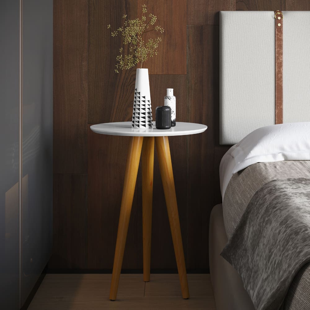 Mesa Lateral Oval para Sala Osaka Branco