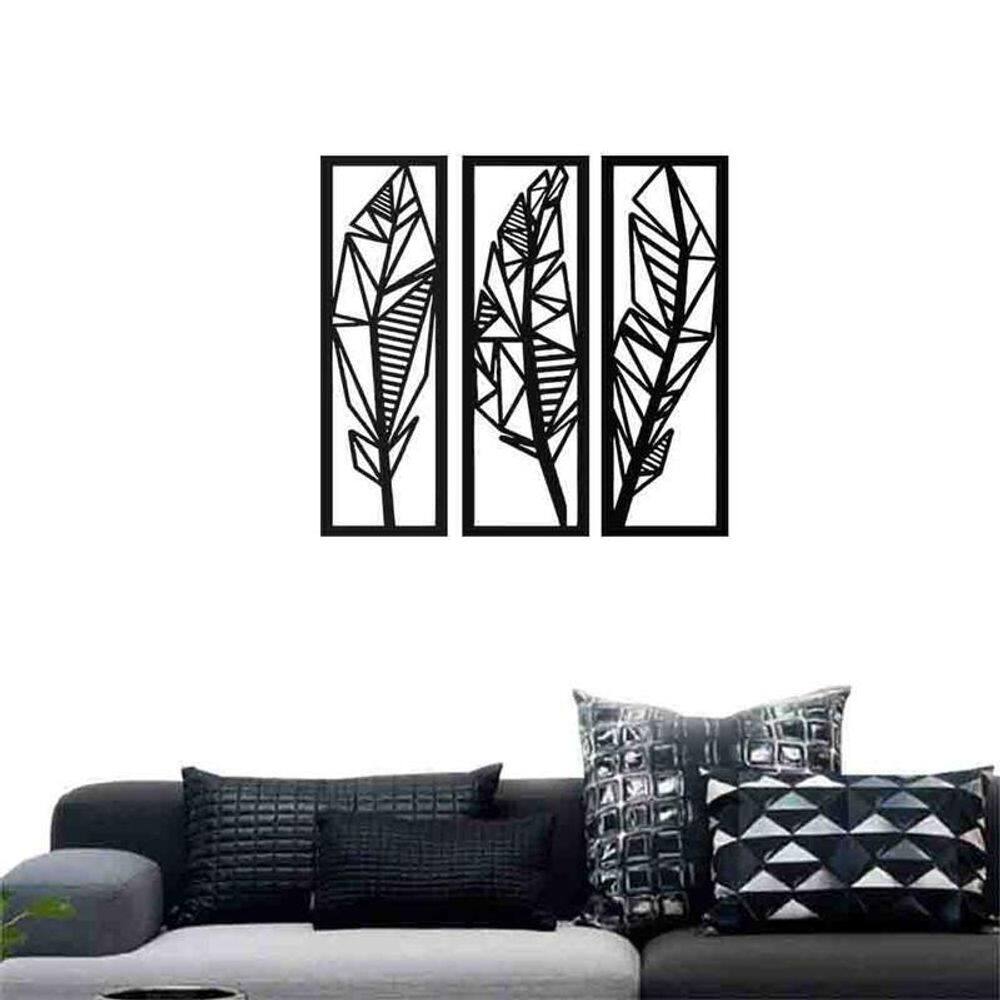 Quadro Decorativo Vazado Penas MDF 3mm Branco
