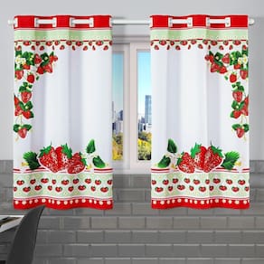 Cortina De Cozinha 2,20M X 1,30M Oxford Janela Morango