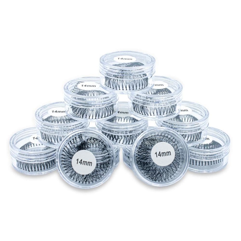 Kit 12 Cílios Tufo No Pote Alongamento Extensão Tufinho 14Mm