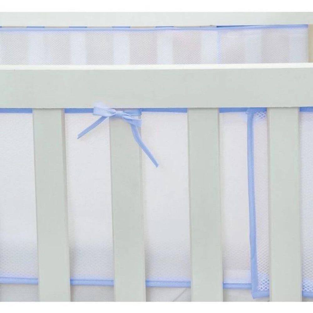 Protetor Lateral Tela Para Mini Berço Respirável Azul