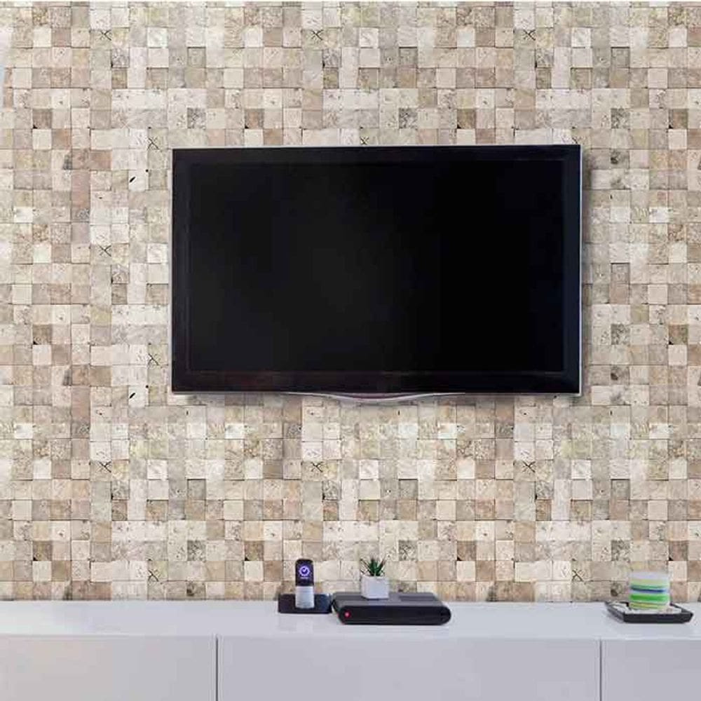 Papel de Parede Adesivo Lavável Pedra Quadradinhos
