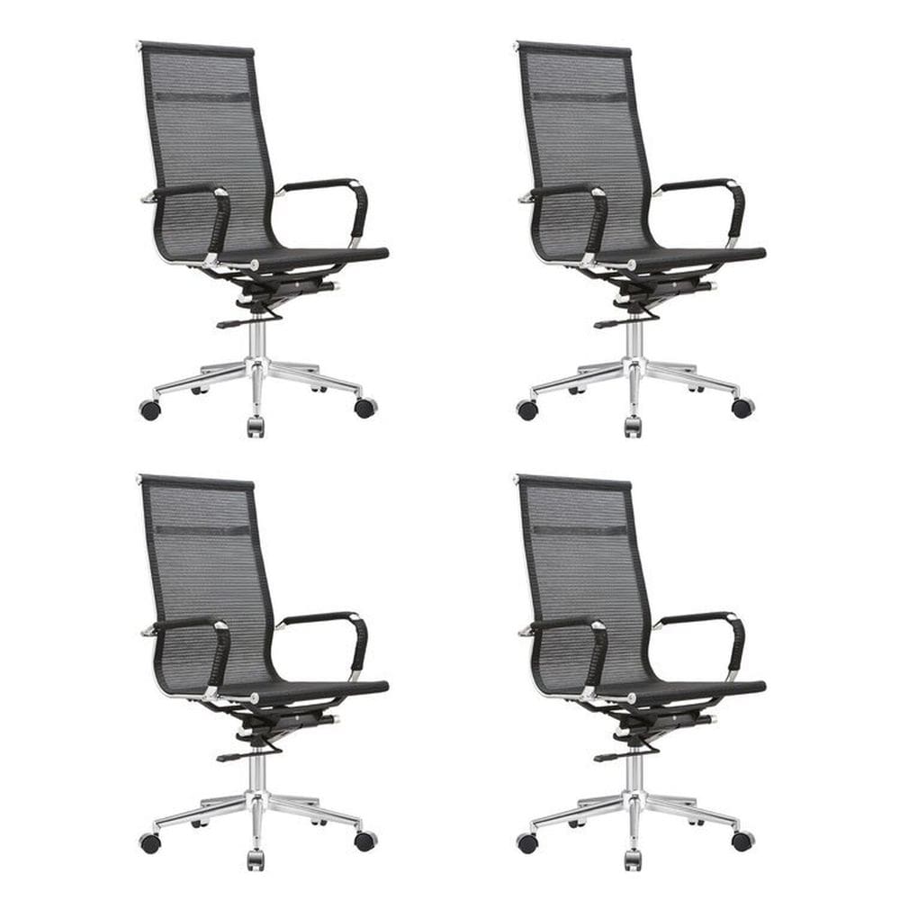 Kit 4 Cadeiras Escritório Giratória Sidney Presidente Preto