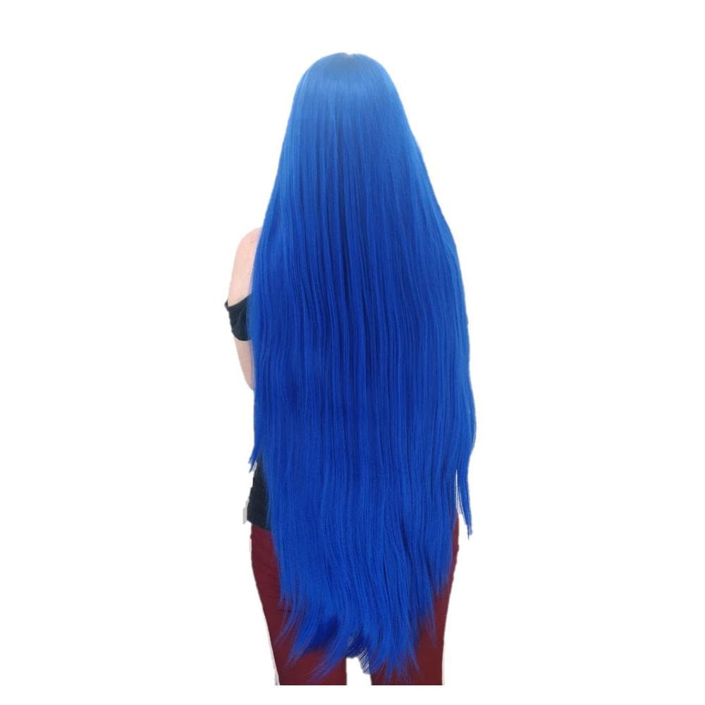 Peruca Wig Super Longa 1 Metro Cosplay Fantasia Azul Royal