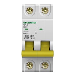 Disjuntor Bipolar 2P 25A Curva C Albr3 Alumbra