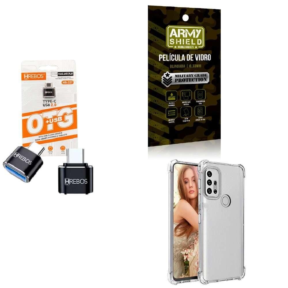 Kit Usb Para Tipo C + Capinha Motorola G30 + Película 3D