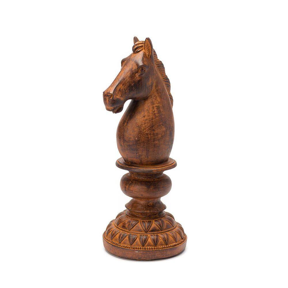Cavalo Peça Do Xadrez Decorativa Em Resina 33 Cm Cinza