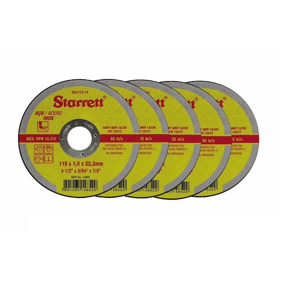 Disco Abrasivo De Corte 4 ½ 115mm Dac11514 - 05 Discos