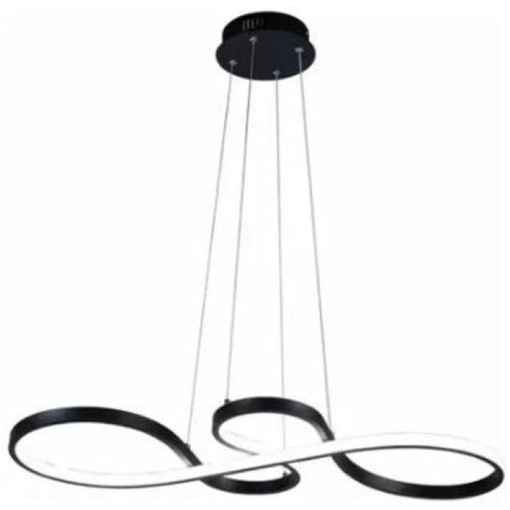 Lustre Pendente LED SMD 40W Design Moderno Preto Luz 3em1