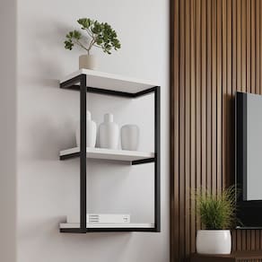 Nicho de Parede Industrial 3 Prateleiras Milão - Preto e Branco