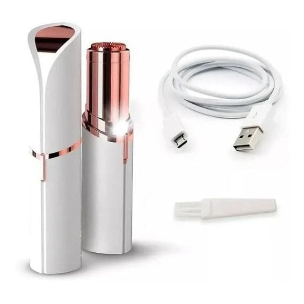 Depilador Eletrico Indolor Batom Recarregável Usb + Cabo