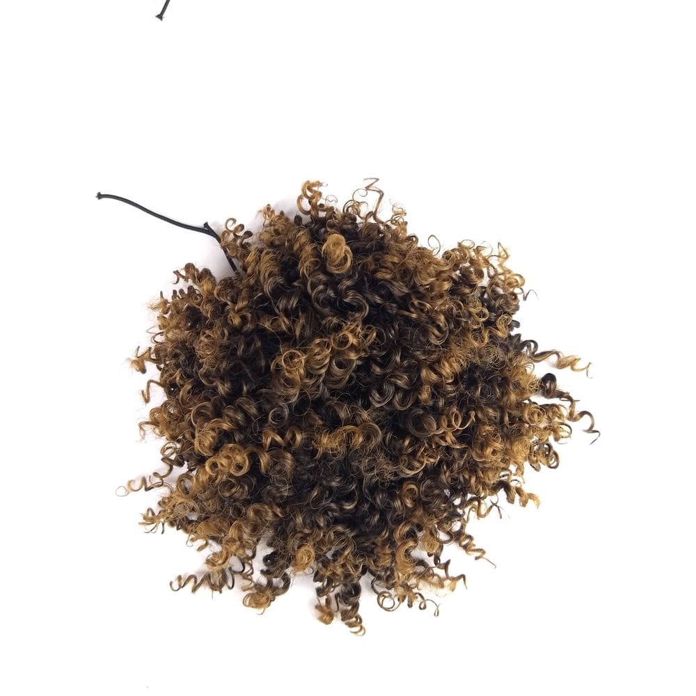 Coque Afro Puff Castanho Acobreado 15cm Fibra Japonesa