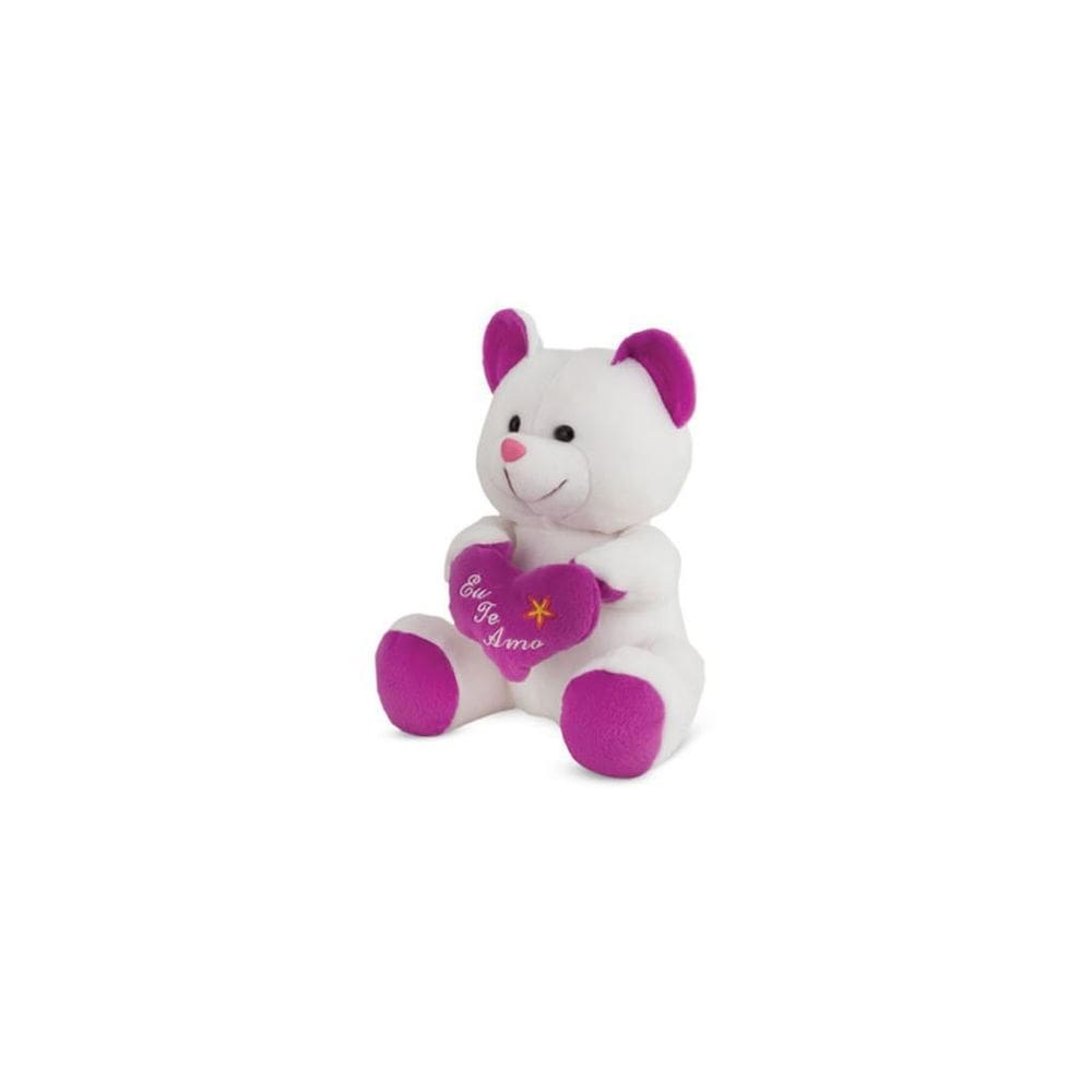 Urso De Pelúcia Roxo Eu Te Amo 20 Cm Antialérgico