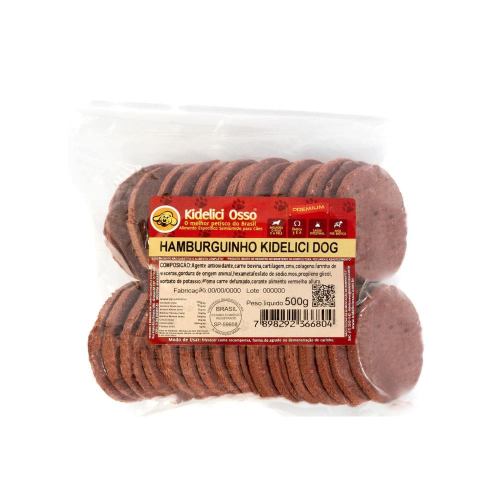 Hamburquinho - Kidelici Osso - Sabor Carne - 500G