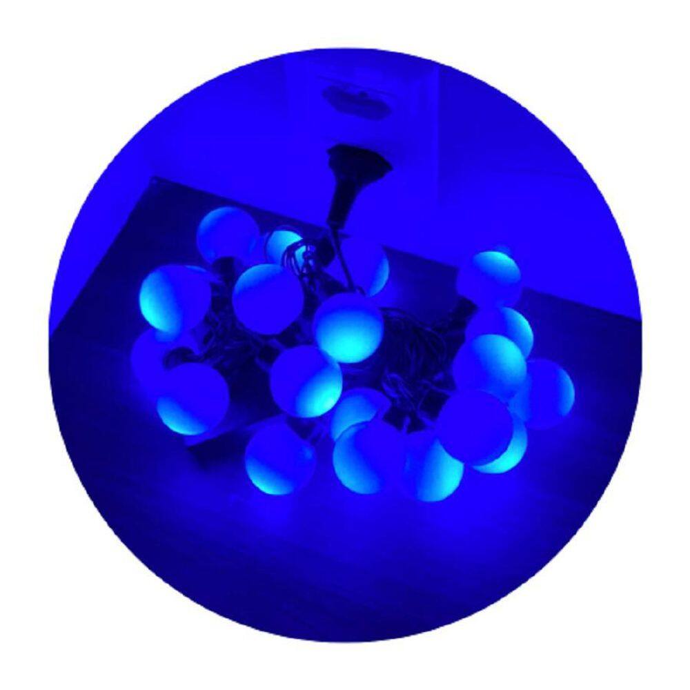 Cordão De Lâmpadas De Led Pisca Azul 4m 8 Funções