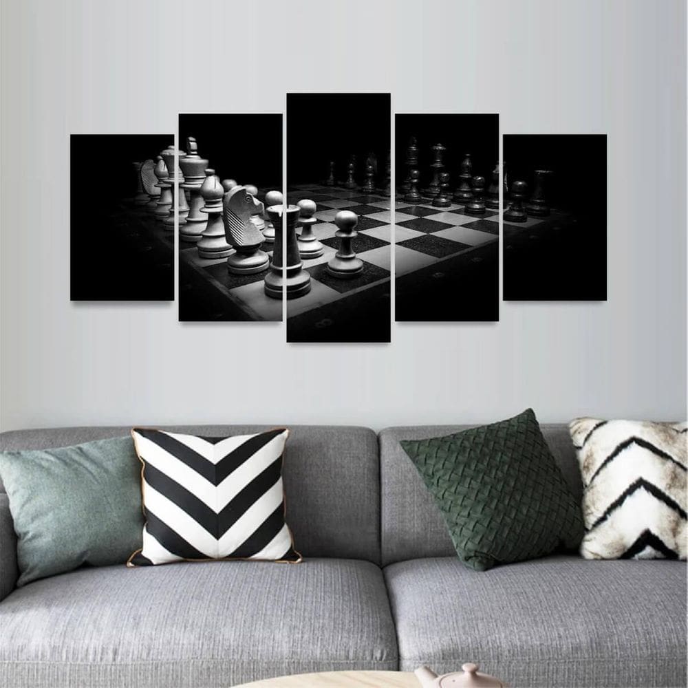 Quadro Decorativo Arte Jogo De Xadrez Para Quarto Mosaico