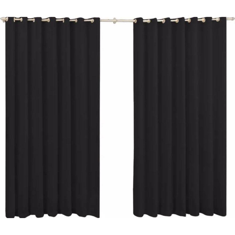 Cortina Roma Com Ilhós Para Varão Simples 220x170cm Preto