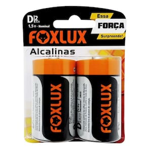 Pilha Alcalina Grande D Foxlux Blister 2 Unidades
