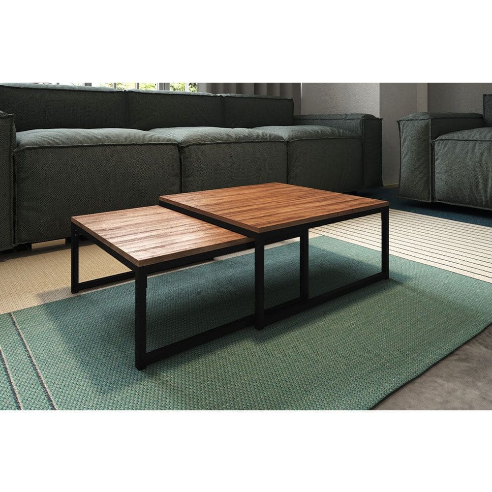 Duo Mesa de Centro Catarina Preto e Tampo Amêndoa 