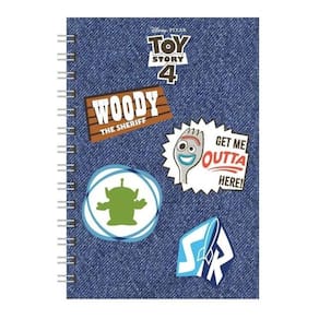 Caderno Cd Jeans Com Patches Toy Story Espiral Duplo 80Fls