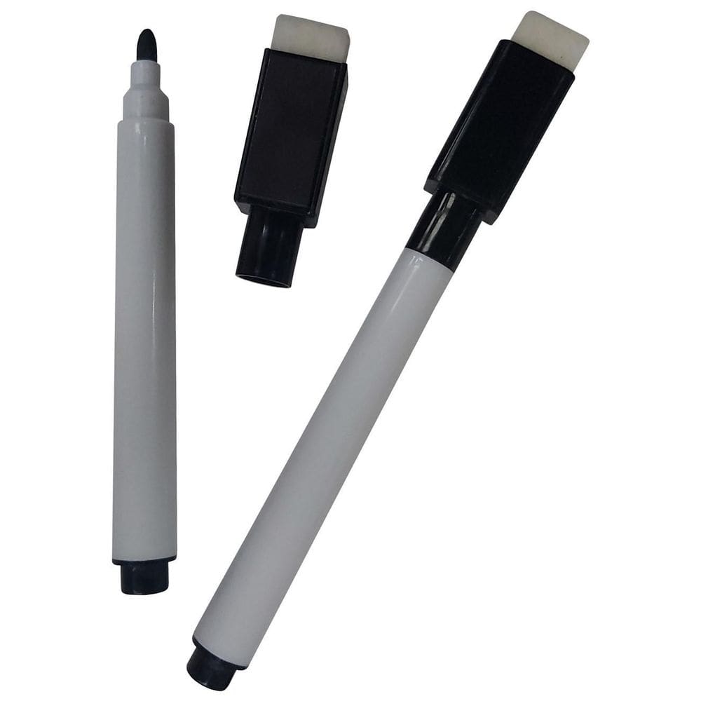 Kit 10 Canetas Pretas Para Quadro Branco Com Apagador E Imã