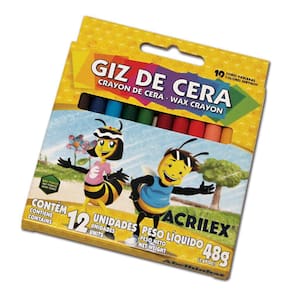Giz de cera escolar com 12 Cores  Acrilex