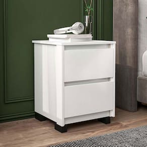 Mesa de Cabeceira Coimbra 2 Gavetas Branco - Politorno