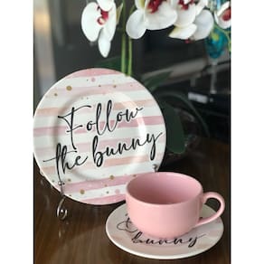 Xícara Chá Cerâmica Happy Easter Believe Individual 260ml Alleanza