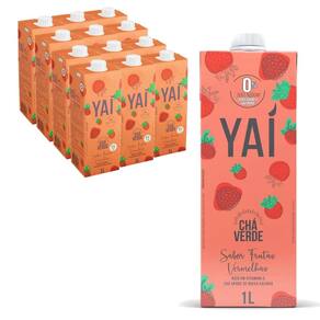 Kit Com 12Und Chá Verde Yai Sabor Frutas Vermelhas 1 Litro