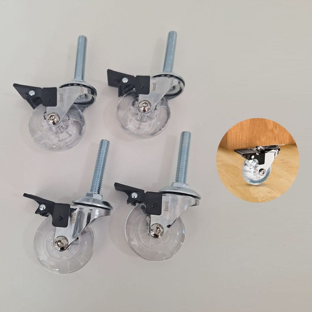 Rodízio de Silicone Pino Rosca 3/8 Com Trava 35mm Hardt 4 Unidades