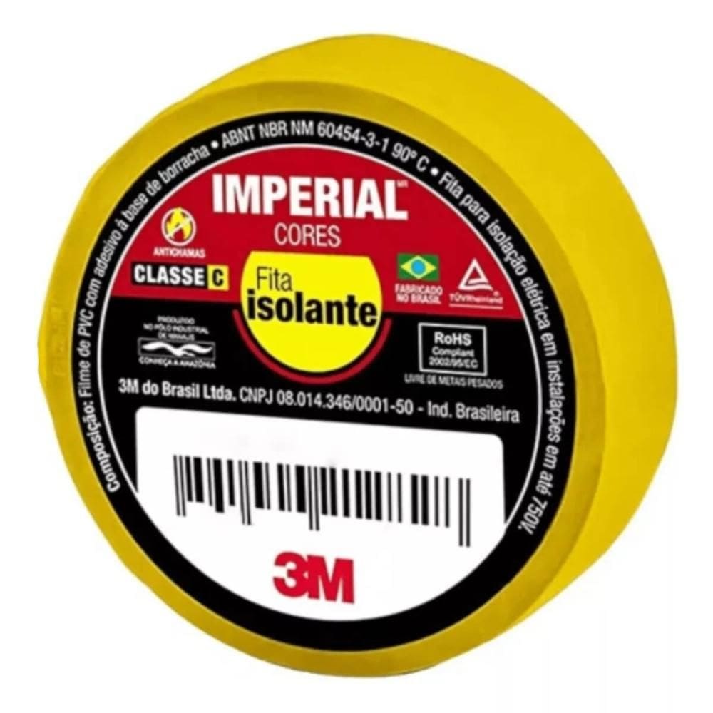 Fita Isolante Imperial Cores 18mmx10m Amarela - 3m