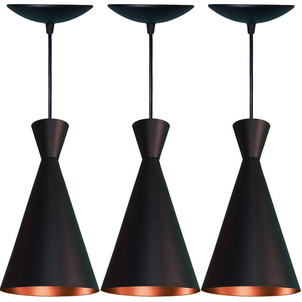 Luminária Pendente Cone Venturi Alumínio 15cm Preto Fosco