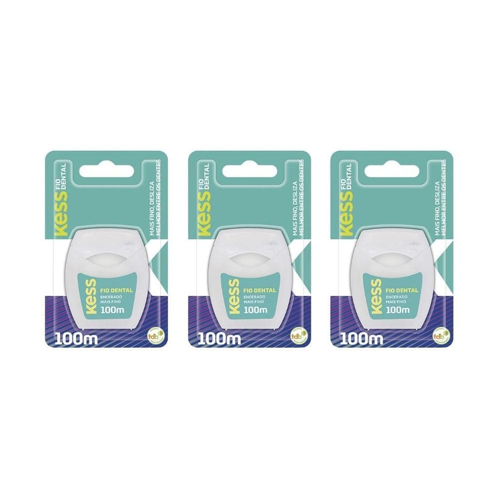 Fio Dental Kess 100M Extra Fino - Kit Com 3Un