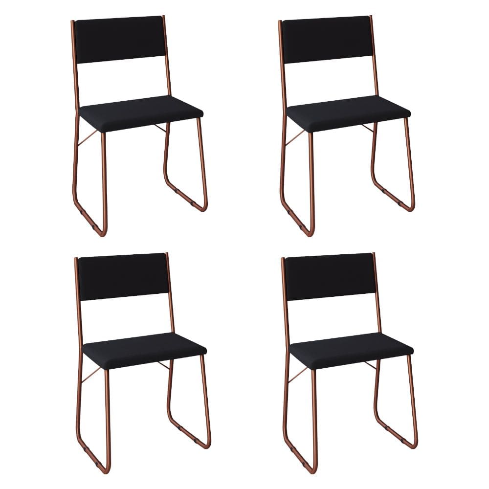 Kit 4 Cadeiras de Jantar Estofadas Angra - Cobre e Preta