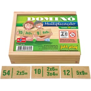 Dominó de Multiplicação - Jogo de Madeira 28 Peças