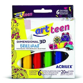 Tinta Dimensional Acrilex Brilliant 6 Cores 12106