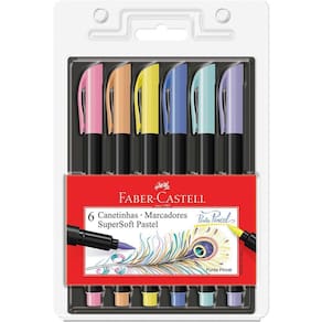 Caneta Hidr. Supersoft Brush Pastel Faber Castell - 6 Un