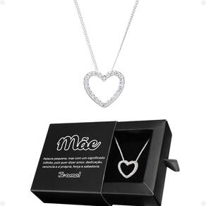 Colar Feminino Aço + Strass Pingente Mãe Caixa Moda Presente