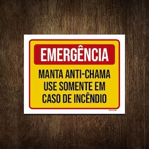 Placa De Sinalização - Emergência Manta Anti-Chama 18X23
